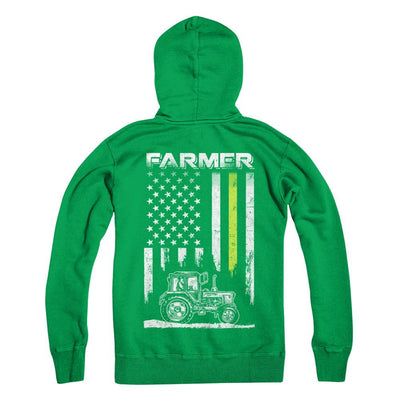 Farmer Patriotic American Flag-T-Shirt & Hoodie-Pullover Hoodie-Irish Green
