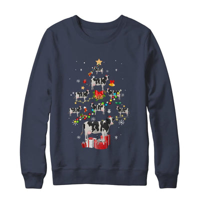 Farmer Cow Christmas Tree Decor Xmas Gift-T-Shirt & Sweatshirt-Crewneck Sweatshirt-Navy
