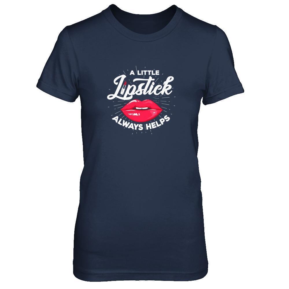 A Little Lipstick Always Helps-T-Shirt & Tank Top-Women's T-Shirt-Navy