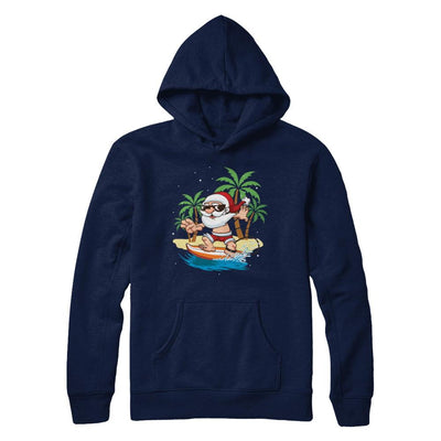 Funny Santa Surfing Hawaiian Summer Christmas-T-Shirt & Sweatshirt-Pullover Hoodie-Navy