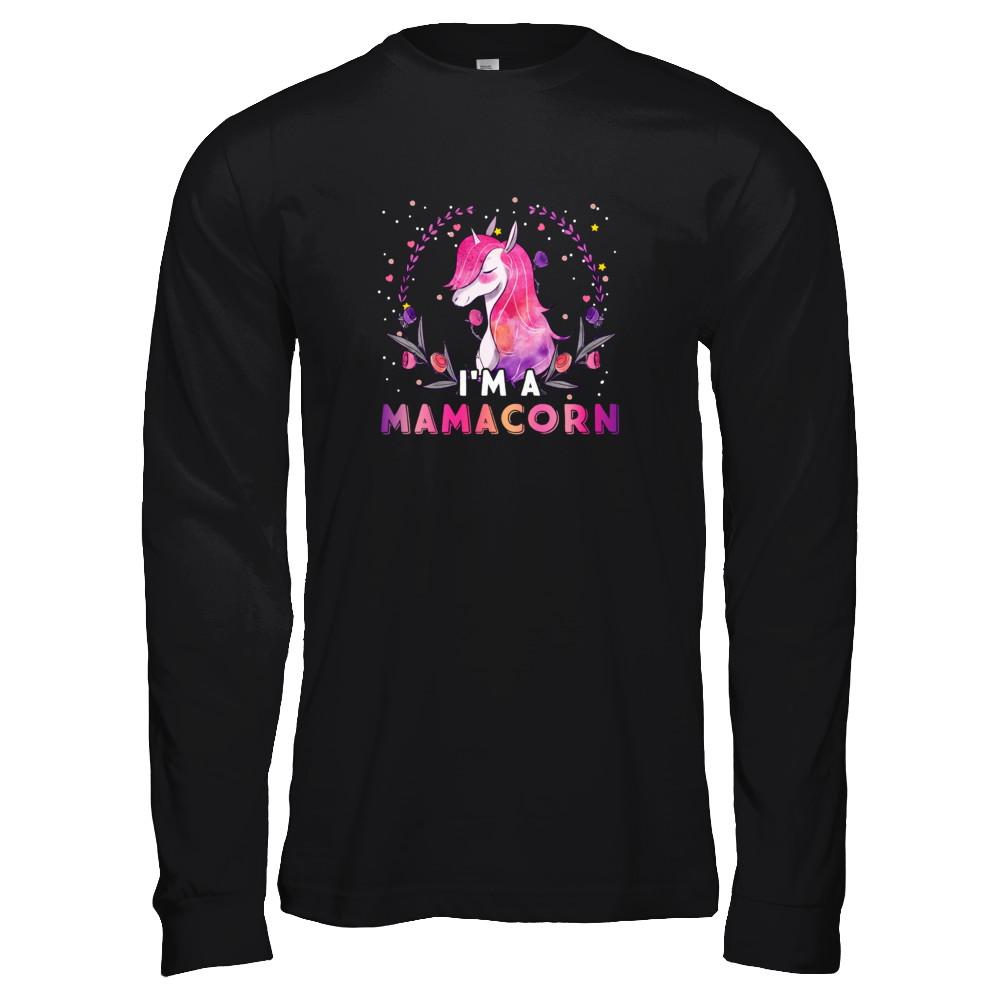 Cute Mamacorn Rainbow Unicorn Mother's Day-T-Shirt & Tank Top-Long Sleeve T-Shirt-Black