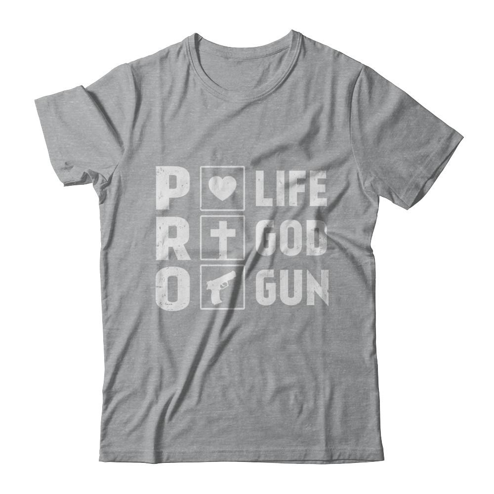 Pro Life Pro God Pro Gun America-T-Shirt & Hoodie-Classic T-Shirt-Sport Grey
