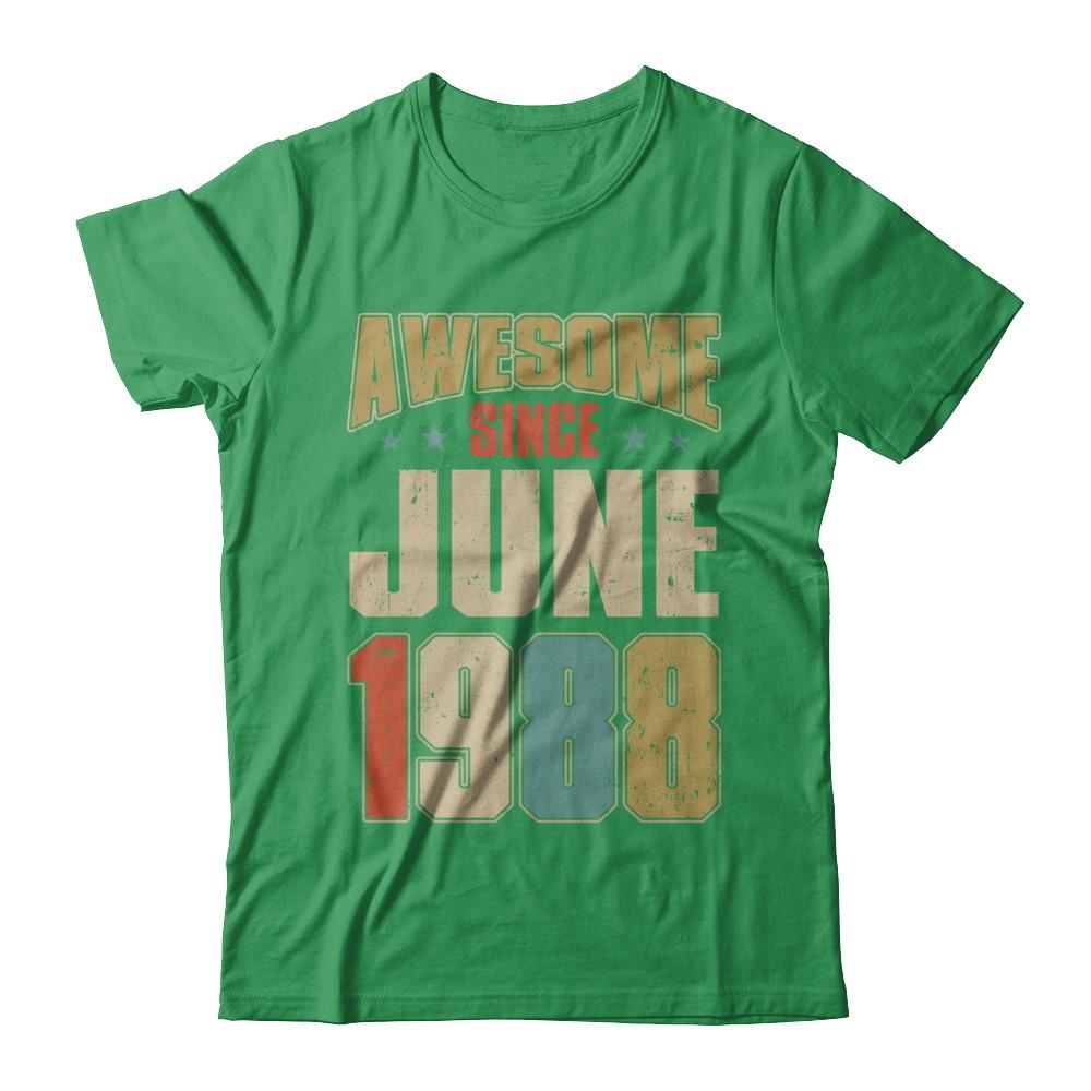 Vintage Retro Awesome Since June 1988 33th Birthday-T-Shirt & Hoodie-Premium T-Shirt-Kelly Green