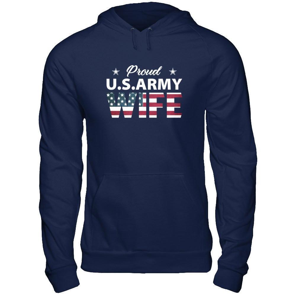 Proud Us Army Wife-T-Shirt & Hoodie-Pullover Hoodie-Navy