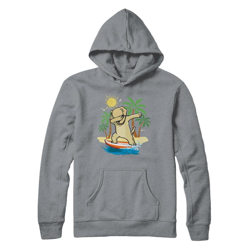 Summer Vacation Dabbing Labrador Surfing Surfboard Gift-T-Shirt & Hoodie-Pullover Hoodie-Light Steel