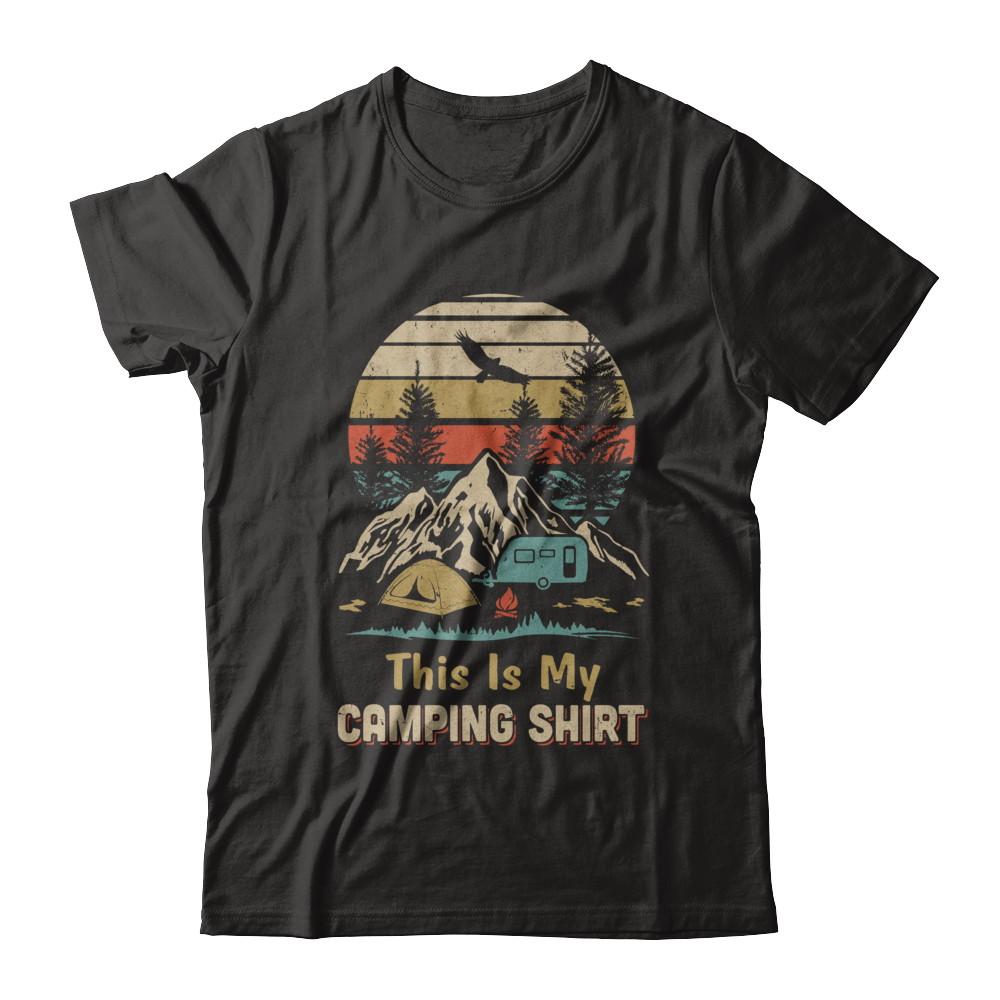Vintage Papa Grandma Dad Mom This Is My Camping-T-Shirt & Hoodie-Classic T-Shirt-Black