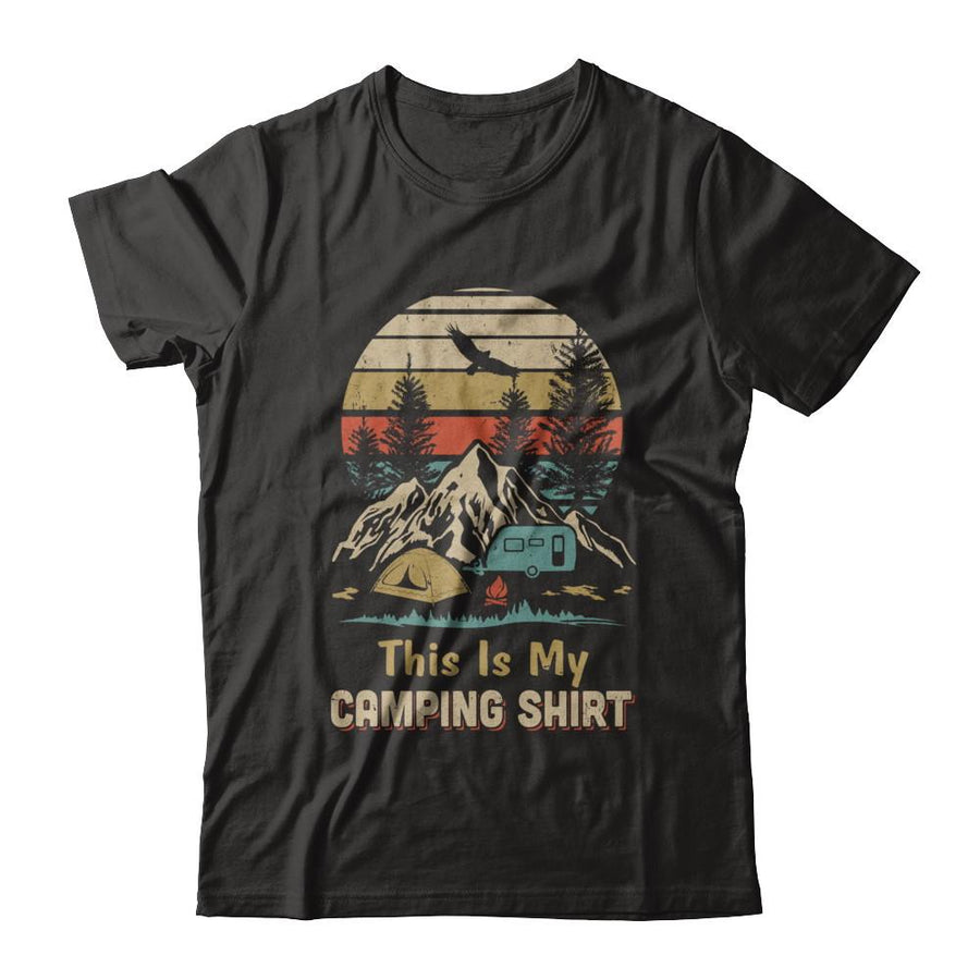 Vintage Papa Grandma Dad Mom This Is My Camping-T-Shirt & Hoodie-Classic T-Shirt-Black