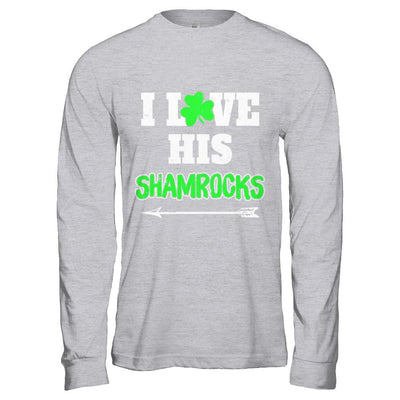 I Love His Shamrocks Funny Couple St Patricks Day-T-Shirt & Hoodie-Long Sleeve T-Shirt-Sport Grey