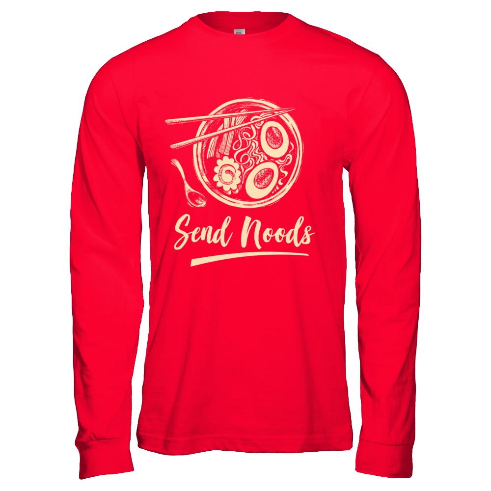 Send Noods Ramen Noodles-T-Shirt & Hoodie-Long Sleeve T-Shirt-Red