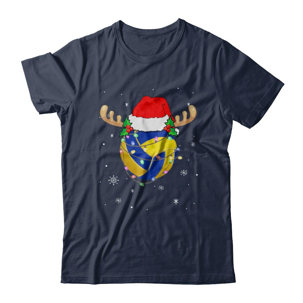 Santa Hat Volleyball Reindeer Christmas Gifts-T-Shirt & Sweatshirt-Classic T-Shirt-Navy