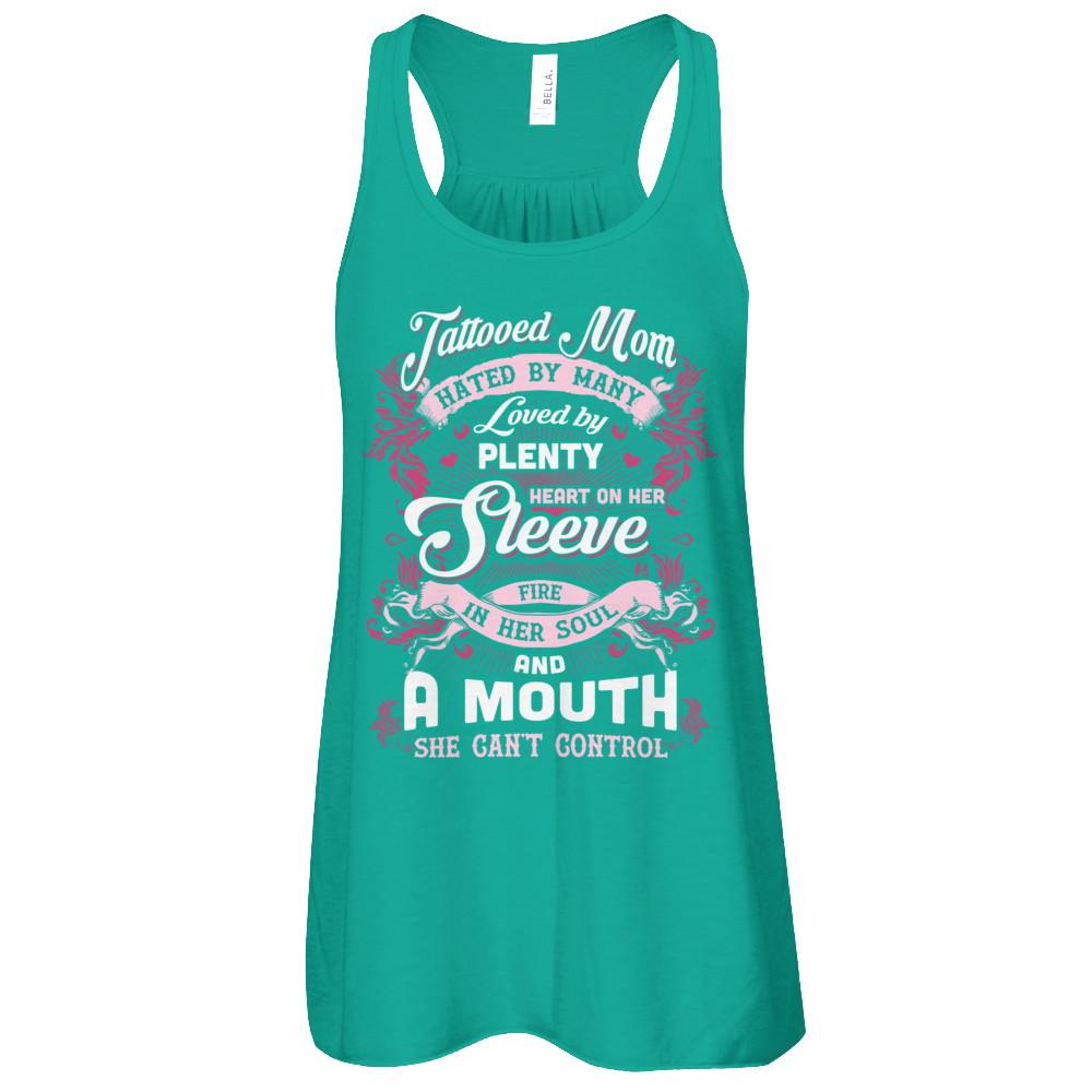 Tattooed Mom Hated By Many Loved By Plenty Heart On Her Sleeve-T-Shirt & Tank Top-Women's Flowy Racerback Tank-Kelly
