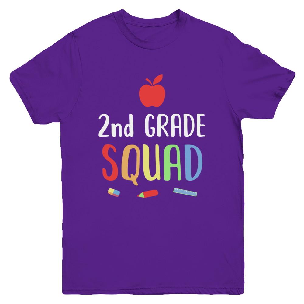2nd Grade Squad Back To School Teacher Second Grade Youth-Youth Shirt-Youth T-Shirt-Purple