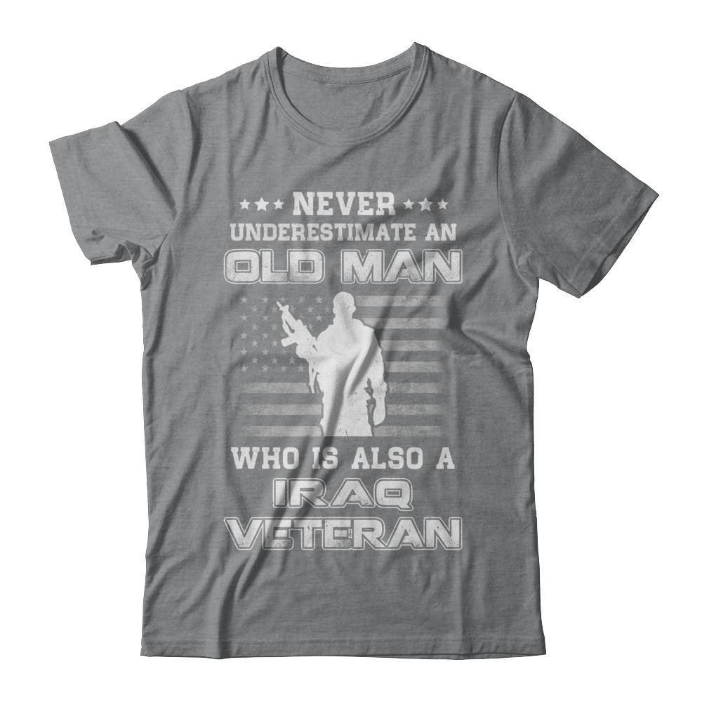 Never Underestimate An Old Man Iraq Veteran-T-Shirt & Hoodie-Classic T-Shirt-Sport Grey
