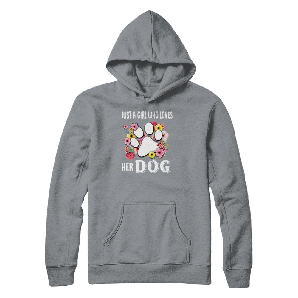 Just A Girl Who Loves Her Dog-T-Shirt & Tank Top-Pullover Hoodie-Light Steel