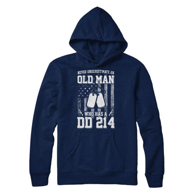 Never Underestimate An Old Man Who Has DD214-T-Shirt & Hoodie-Hanes - Heavyweight Pullover Hoodie-Navy