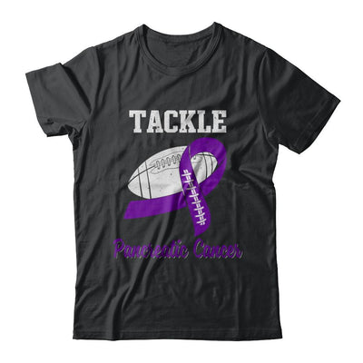 Football Survivor Tackle Purple Pancreatic Cancer Awareness-T-Shirt & Hoodie-Classic T-Shirt-Black
