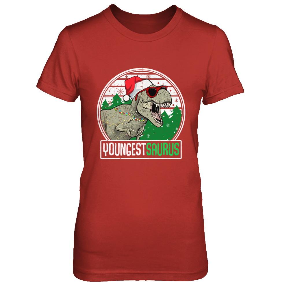 Youngestsaurus Youngest Dinosaur T-Rex Family Christmas-T-Shirt & Sweatshirt-Women's T-Shirt-Red