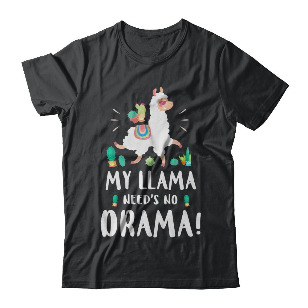 Funny Lama Cactus Llama Need's No Drama-T-Shirt & Hoodie-Classic T-Shirt-Black