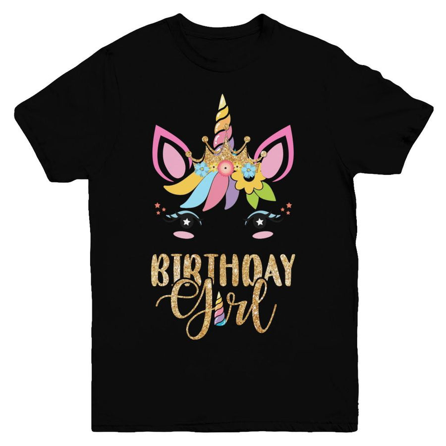 Cute Unicorn Girl Daughter Birthday Gift Youth-Youth Shirt-Youth T-Shirt-Black