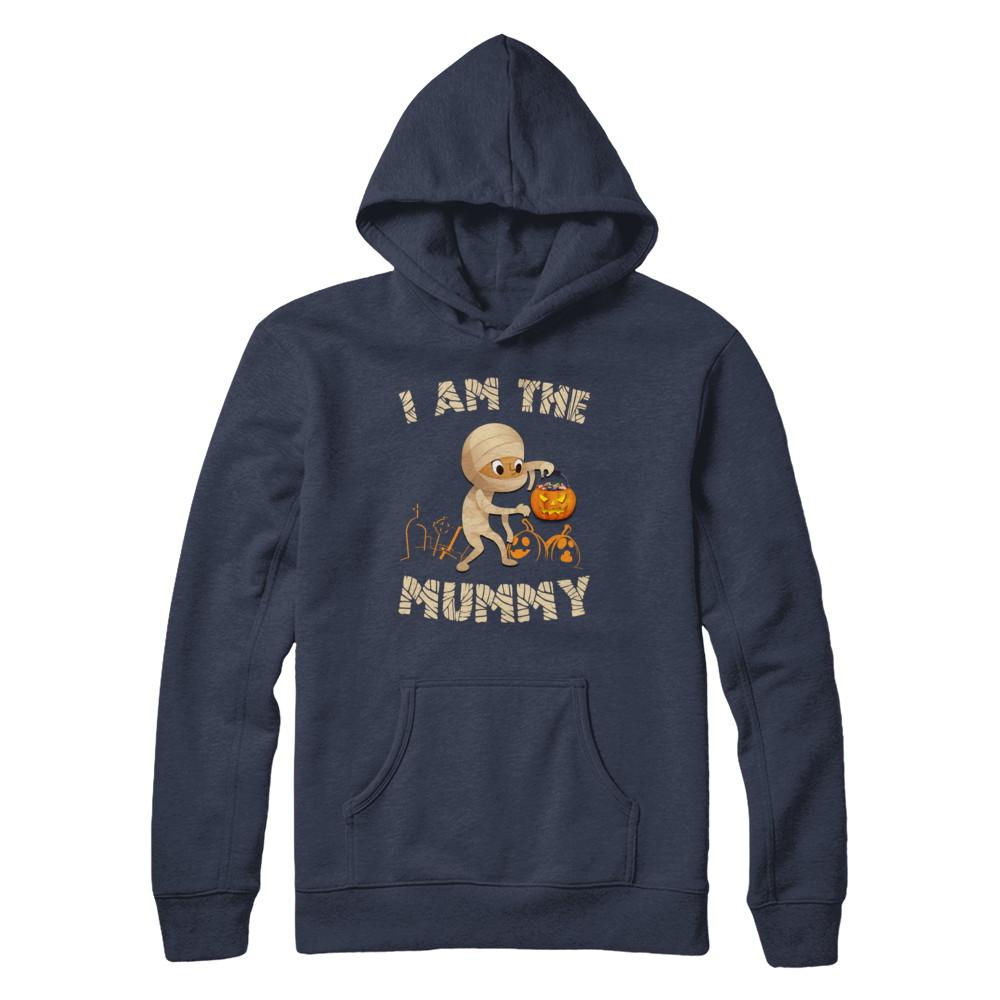 Matching Halloween Costume I Am The Mummy Mom-T-Shirt & Hoodie-Pullover Hoodie-Navy