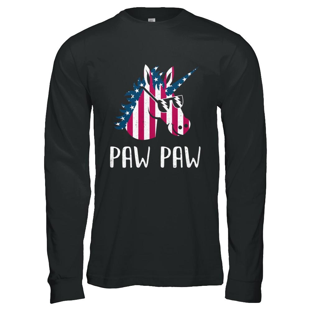 Patriotic Paw Paw Unicorn Americorn 4Th Of July-T-Shirt & Hoodie-Long Sleeve T-Shirt-Black