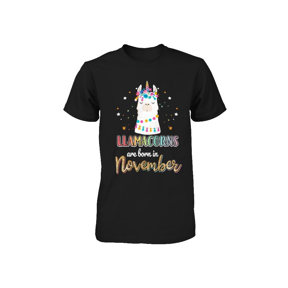 Llama Unicorn Llamacorns Born In November Birthday Gift Youth-Youth Shirt-Toddler T-Shirt-Black