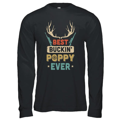 Vintage Best Buckin' Poppy Ever Deer Hunting-T-Shirt & Hoodie-Long Sleeve T-Shirt-Black