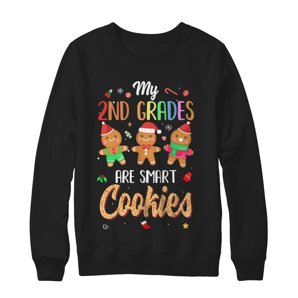 Teacher My 2nd Graders Are Smart Cookies Christmas-T-Shirt & Sweatshirt-Crewneck Sweatshirt-Black