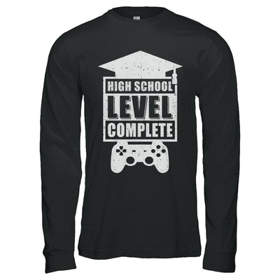 High School Level Complete Graduation Video Gamer-T-Shirt & Hoodie-Long Sleeve T-Shirt-Black