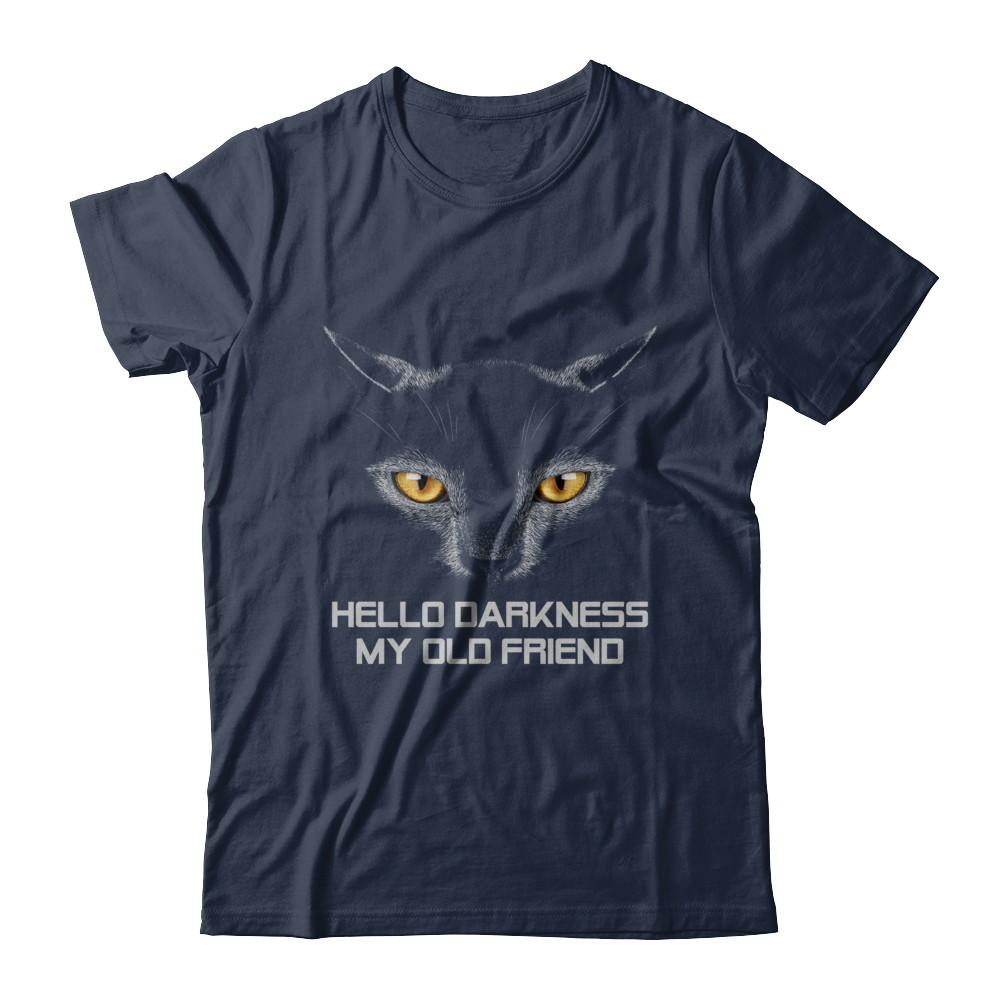 Halloween Hello Darkness My Old Friend Black Cat-T-Shirt & Hoodie-Classic T-Shirt-Navy
