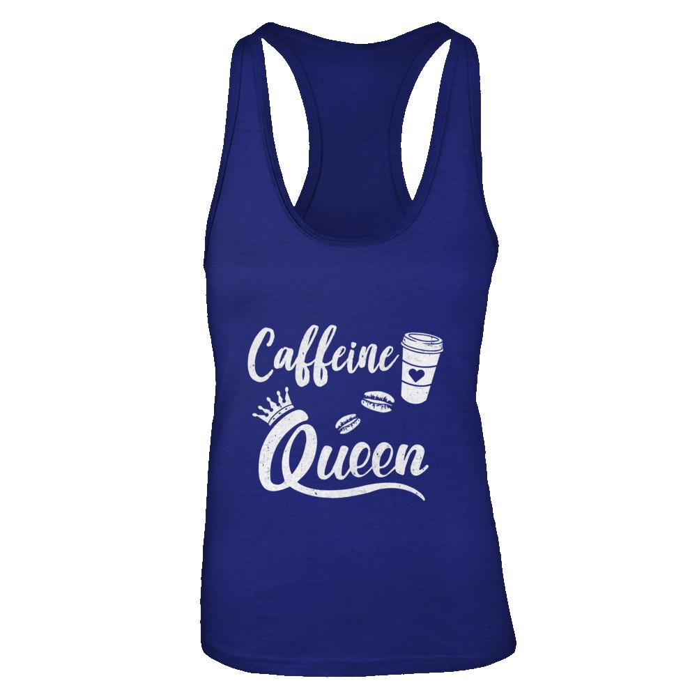 Caffeine Queen Coffee Queen Funny-T-Shirt & Tank Top-Women's Ideal Racerback Tank-Royal