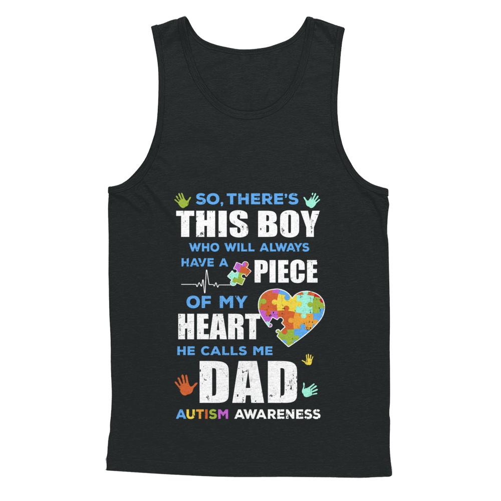 There's This Boy He Calls Me Dad Autism Awareness-T-Shirt & Hoodie-Unisex Tank-Black