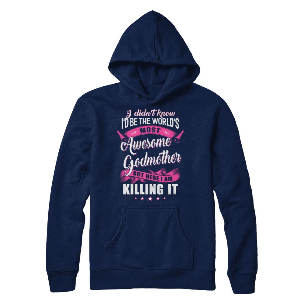 World's Most Awesome Godmother Mothers Day Gift-T-Shirt & Hoodie-Pullover Hoodie-Navy