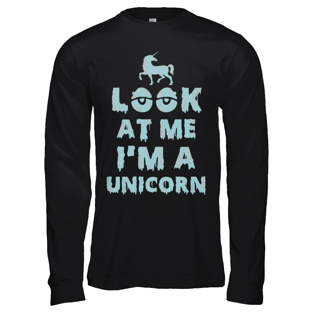 Look At Me I'm A Unicorn Halloween Costume-T-Shirt & Hoodie-Long Sleeve T-Shirt-Black