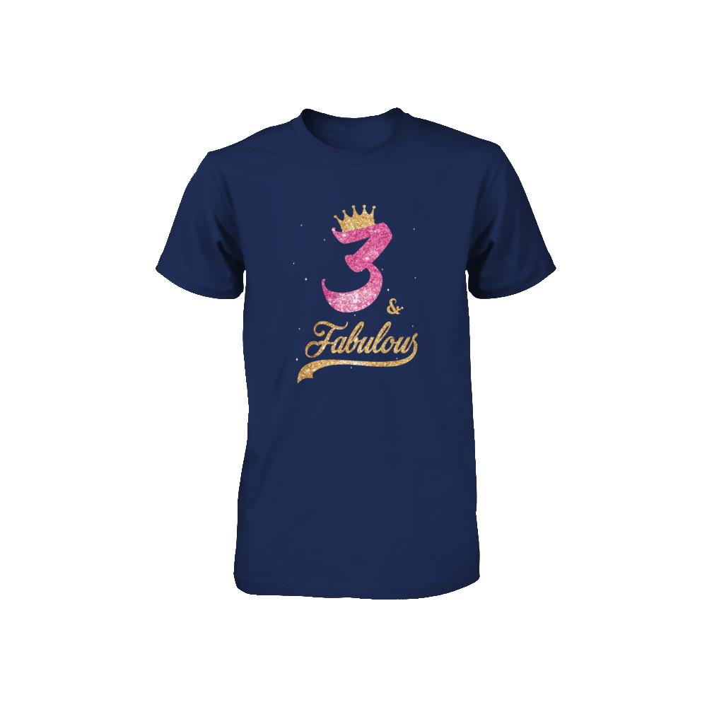 3Th And Fabulous Three Birthday Youth-Youth Shirt-Youth T-Shirt-Navy