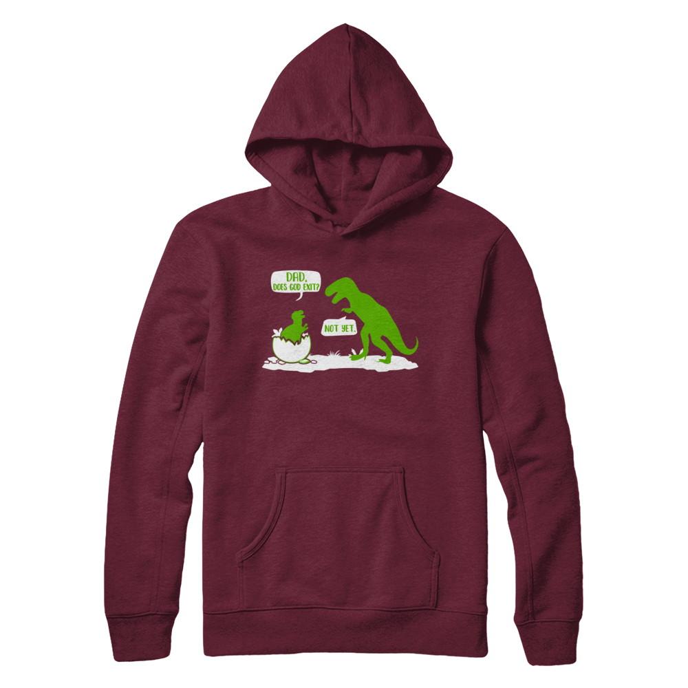 Dad Does God Exist Dinosaurs Funny-T-Shirt & Hoodie-Hanes - Heavyweight Pullover Hoodie-Maroon