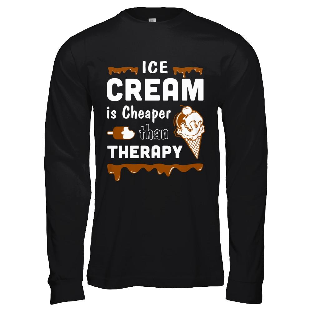 Ice Cream Is Cheaper Than Therapy-T-Shirt & Hoodie-Long Sleeve T-Shirt-Black