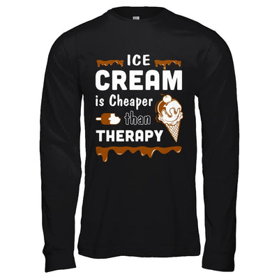Ice Cream Is Cheaper Than Therapy-T-Shirt & Hoodie-Long Sleeve T-Shirt-Black