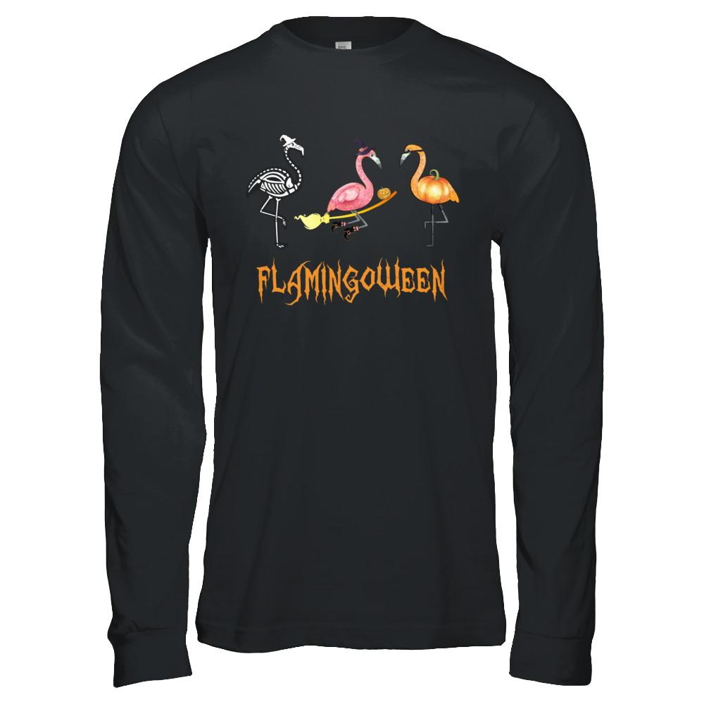 Funny Flamingo Halloween Flamingoween-T-Shirt & Hoodie-Long Sleeve T-Shirt-Black