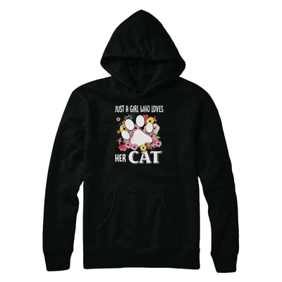 Just A Girl Who Loves Her Cat-T-Shirt & Tank Top-Pullover Hoodie-Black