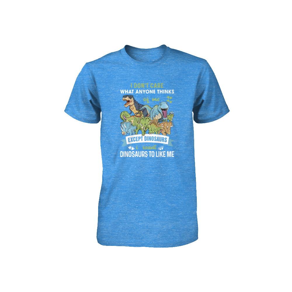 I Don't Care Except Dinosaurs Want Dinosaurs To Like Me Youth-Youth Shirt-Youth T-Shirt-True Royal Triblend