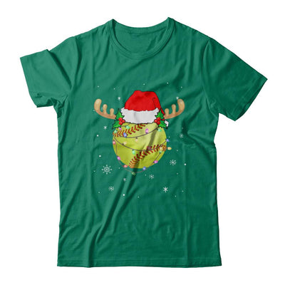Santa Hat Softball Reindeer Christmas Gifts-T-Shirt & Sweatshirt-Classic T-Shirt-Kelly Green