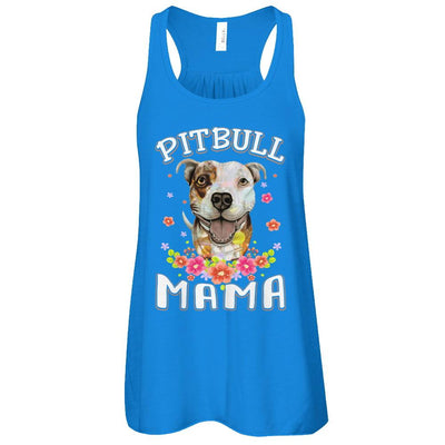 Proud Pitbull Mom Pitbull Mama-T-Shirt & Tank Top-Women's Flowy Racerback Tank-True Royal