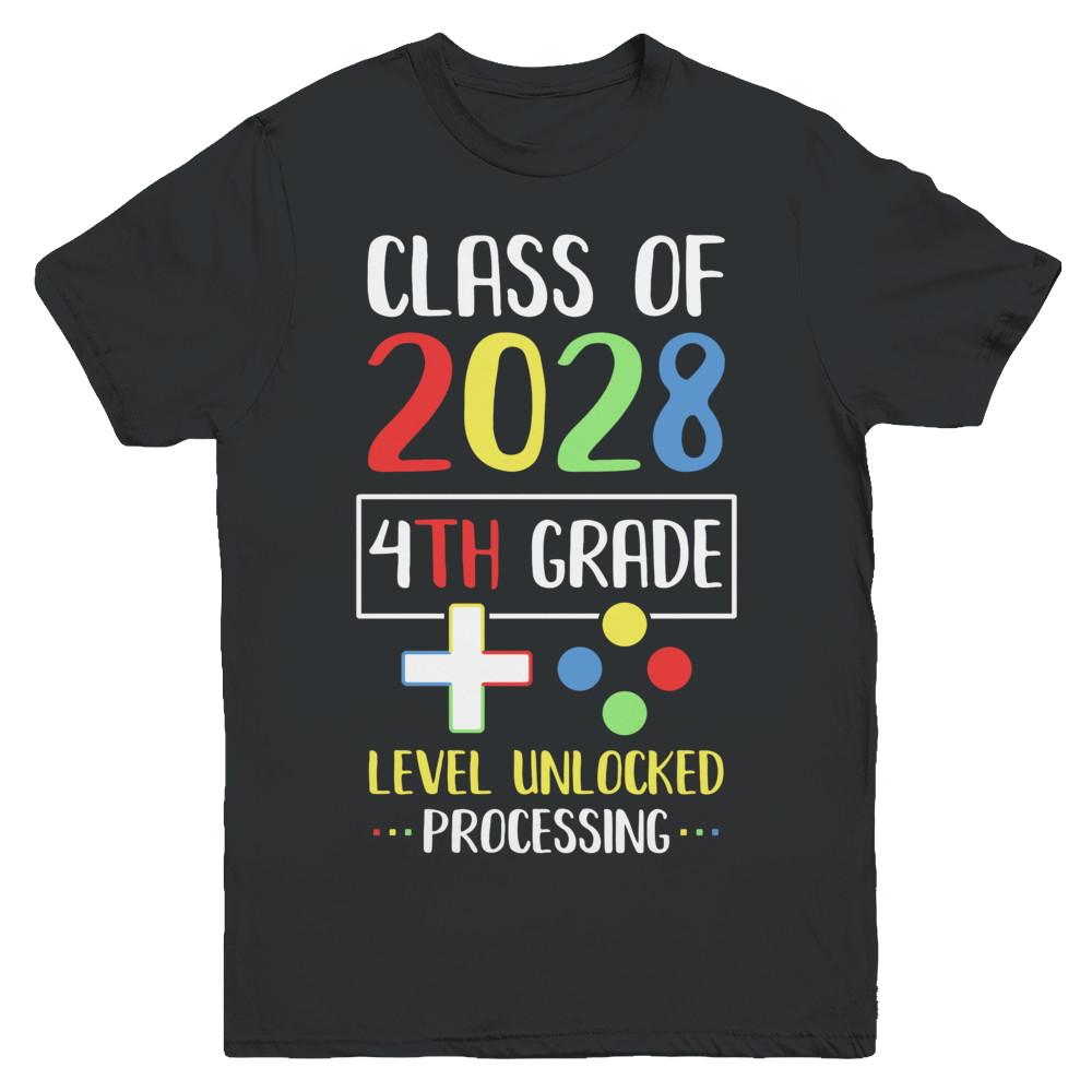 Class Of 2028 4th Grade Level Unlock Gaming Back Go School Youth