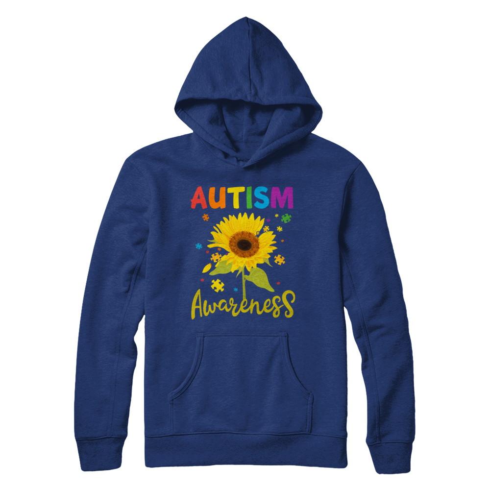 Autism Awareness Puzzle Sunflower-T-Shirt & Hoodie-Pullover Hoodie-Deep Royal
