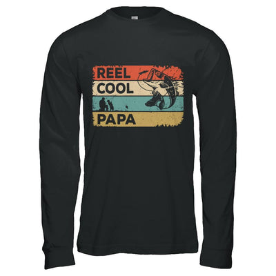 Vintage Reel Cool Papa Fish Fishing Fathers Day-T-Shirt & Hoodie-Long Sleeve T-Shirt-Black