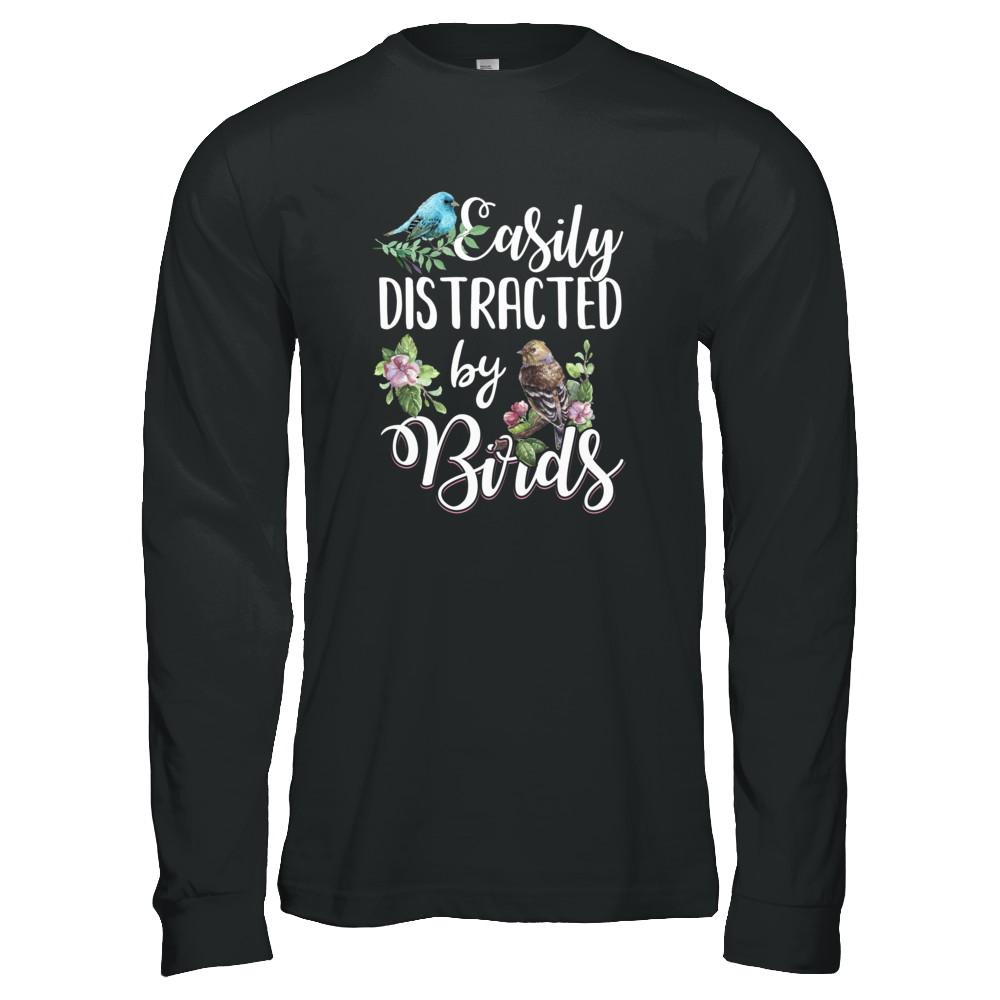 Easily Distracted By Birds-T-Shirt & Tank Top-Long Sleeve T-Shirt-Black