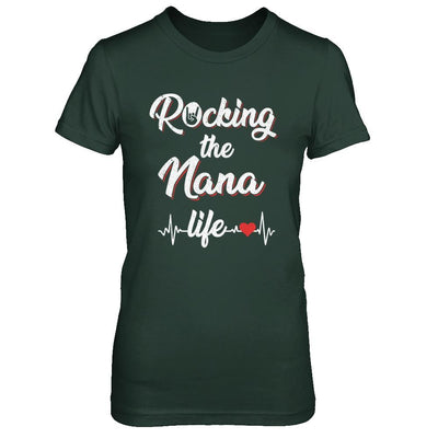 Rocking The Nana Life Mothers Day Gifts-T-Shirt & Hoodie-Women's T-Shirt-Forest Green