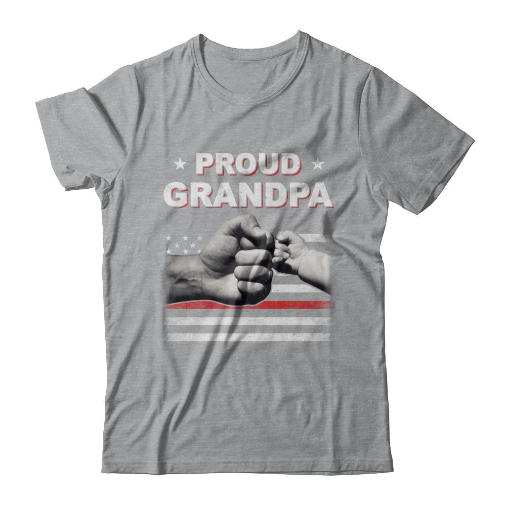 Proud Grandpa Fireman Firefighter Thin Red Line Flag Fathers Day-T-Shirt & Hoodie-Classic T-Shirt-Sport Grey