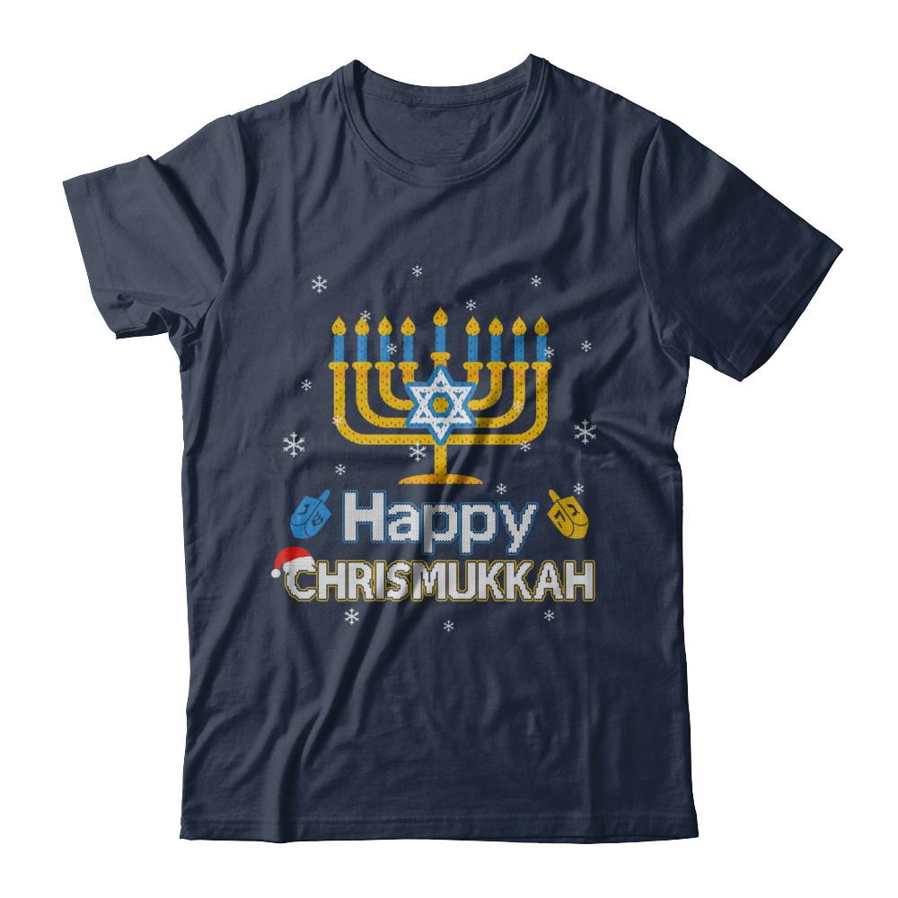 Happy Chrismukkah Ugly Hanukkah Christmas Sweater-T-Shirt & Sweatshirt-Classic T-Shirt-Navy